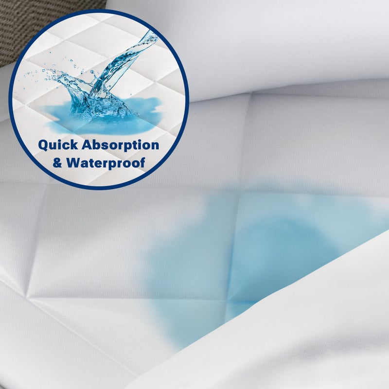 Sleep Philosophy Waterproof Sofa Bed Mattress Protector, Holden Sofa Bed Full Mattress Pad, 3M Scotchgard, Microfiber Mattress Topper Fitted Elastic Pocket Fits Up to 8 Inch, Full 54x72, White - Image 2